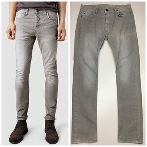 ALL SAINTS Light Gray Razer Asahi Razor 5 Pocket Slim Fit Skinny Jeans